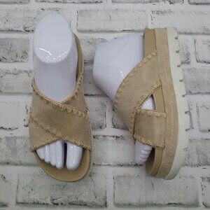 Pristine J Slides Boo Crossover Whipstitch Platform Criss Cross Sandals Size 6